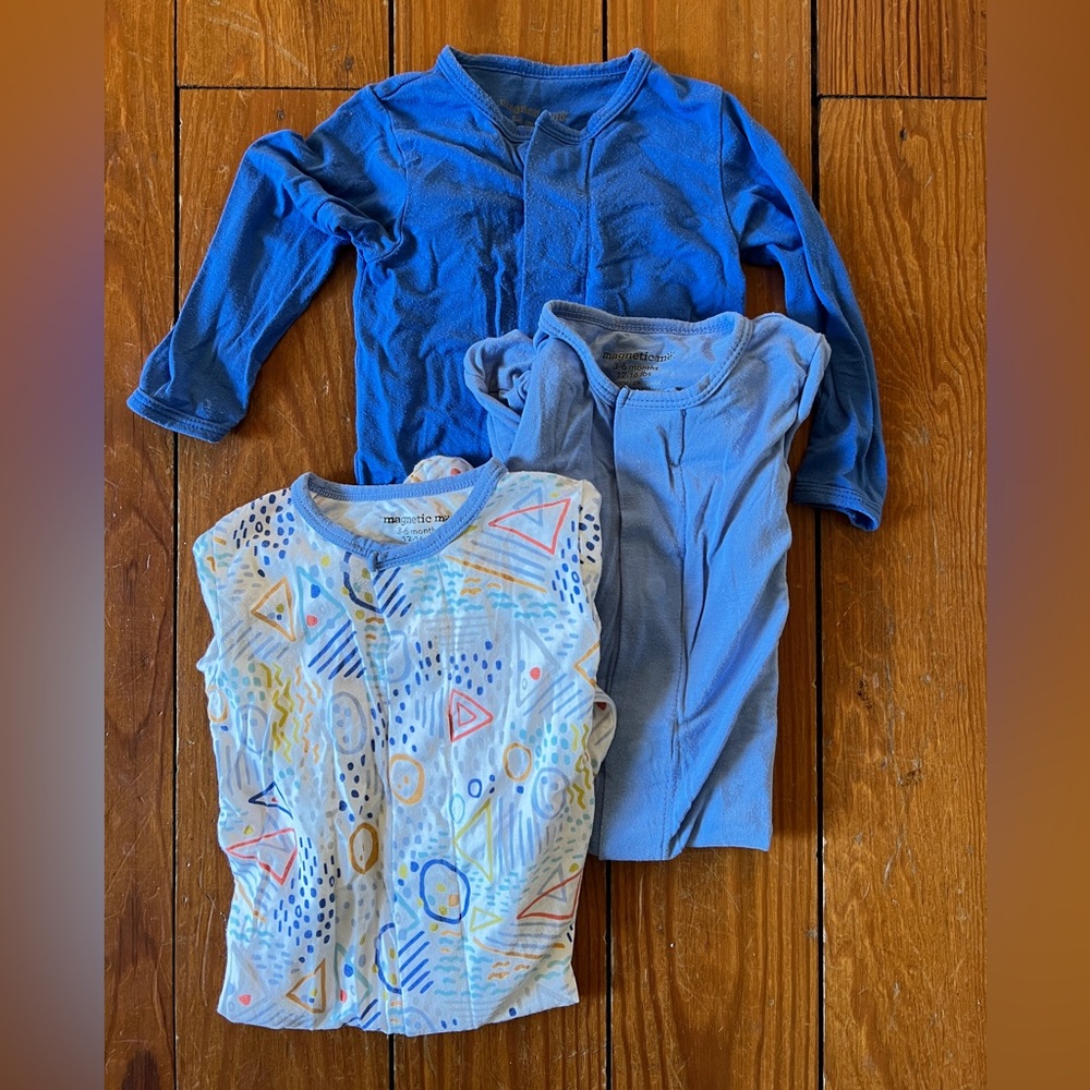 Set of 3 Magnetic Me modal footie pajamas